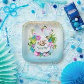 Frühling-Hasen-Osterhasen-Eier & Blumen Pappteller (Party)