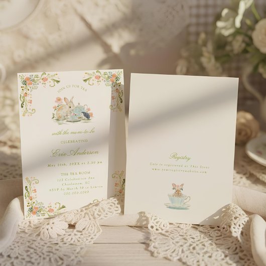 Frühling Hasen-Tee mit der werdenden Mutter Baby S Einladung