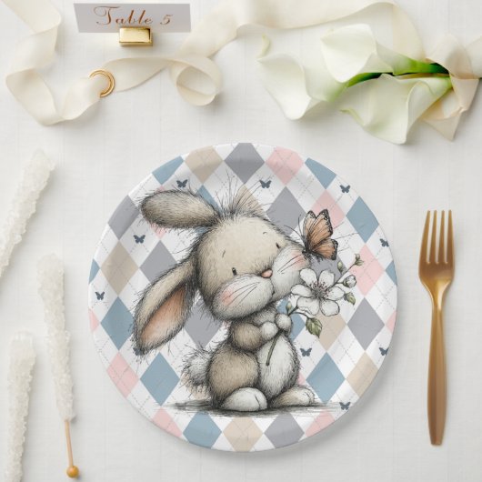 Frühling Hasenfigur Pappteller (Hochzeit)
