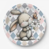 Frühling Hasenfigur Pappteller (Vorderseite)