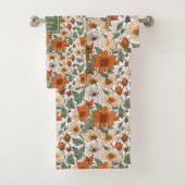 Frühling Herbst Florale Olive Rost Personalisierte Badhandtuch Set (Insitu)