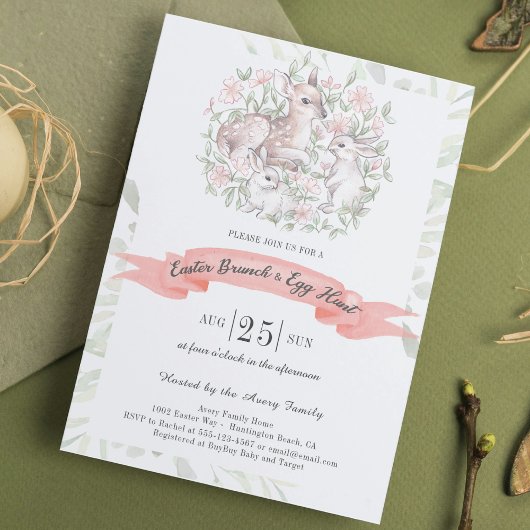 Frühling Hirsch Bunny Brunch & Egg Hunt Ostern Einladung