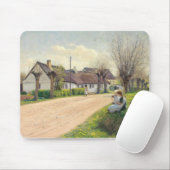 Frühling im Dorf mit Mädchen auf der Straße Mousepad (Mit Mouse)