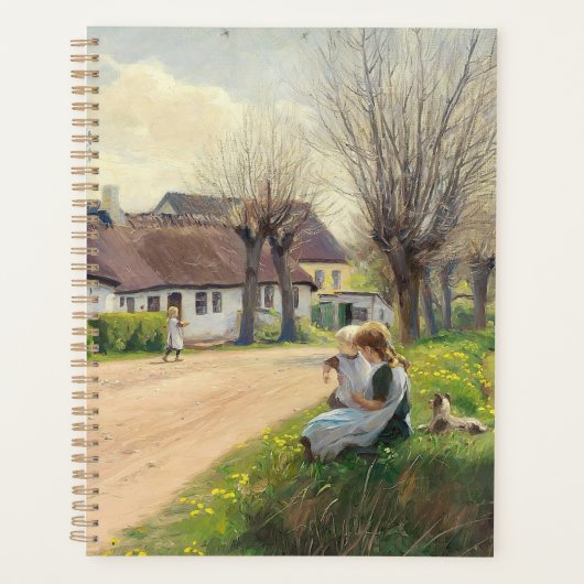 Frühling im Dorf mit Mädchen auf der Straße Planer (Vorderseite)