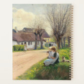 Frühling im Dorf mit Mädchen auf der Straße Planer (Rückseite)