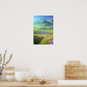 Frühling im Tal der Schneegipfel Poster (Küche)