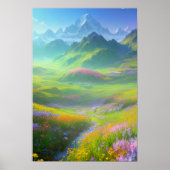 Frühling im Tal der Schneegipfel Poster (Vorne)