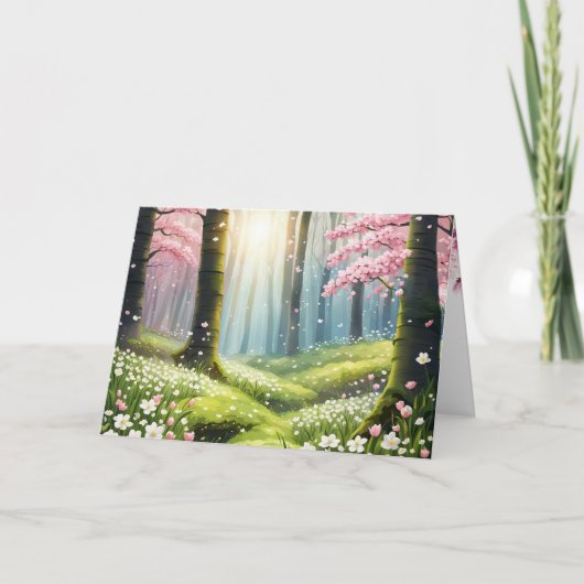 Frühling im Wald zum Geburtstag Karte (Vorderseite)