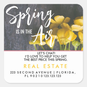 Frühling Immobilien-Marketing-Postkarte   Benutzer Quadratischer Aufkleber