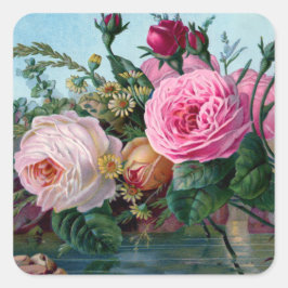 Frühling in Blütenaufkleber Quadratischer Aufkleber