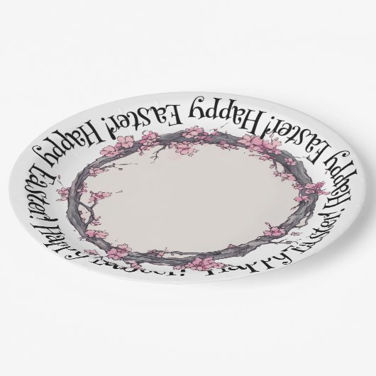 Frühling in der Kirschblütenhütte, Pappteller (Schrägansicht)