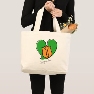 Frühling in der Liebe - Orangefarbene Tulpen Jumbo Stoffbeutel