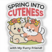 Frühling in Farbe - Adorable Hunde Illustration Aufkleber (Vorderseite)