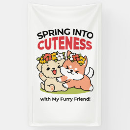 Frühling in Farbe - Adorable Hunde Illustration Banner