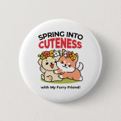 Frühling in Farbe - Adorable Hunde Illustration Button (Vorderseite)