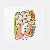 Frühling in Farbe - Adorable Hunde Illustration Fleecedecke (Vorderseite (Horizontal))