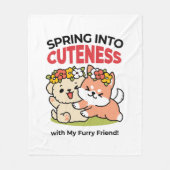 Frühling in Farbe - Adorable Hunde Illustration Fleecedecke (Vorderseite)