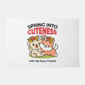 Frühling in Farbe - Adorable Hunde Illustration Fußmatte (Vorderseite)