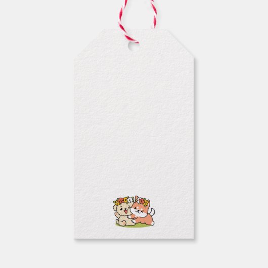 Frühling in Farbe - Adorable Hunde Illustration Geschenkanhänger (Rückseite)