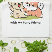 Frühling in Farbe - Adorable Hunde Illustration Geschirrtuch (Gefaltet)