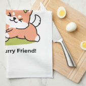 Frühling in Farbe - Adorable Hunde Illustration Geschirrtuch (Viertel Falte)