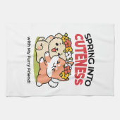 Frühling in Farbe - Adorable Hunde Illustration Geschirrtuch (Horizontal)