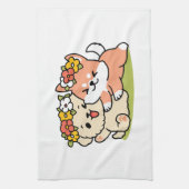 Frühling in Farbe - Adorable Hunde Illustration Geschirrtuch (Vertikal)