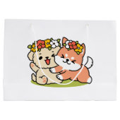 Frühling in Farbe - Adorable Hunde Illustration Große Geschenktüte (Rückseite)