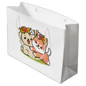 Frühling in Farbe - Adorable Hunde Illustration Große Geschenktüte (Rückseite Schrägansicht)