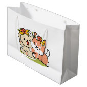 Frühling in Farbe - Adorable Hunde Illustration Große Geschenktüte (Vorderseite Schrägansicht)