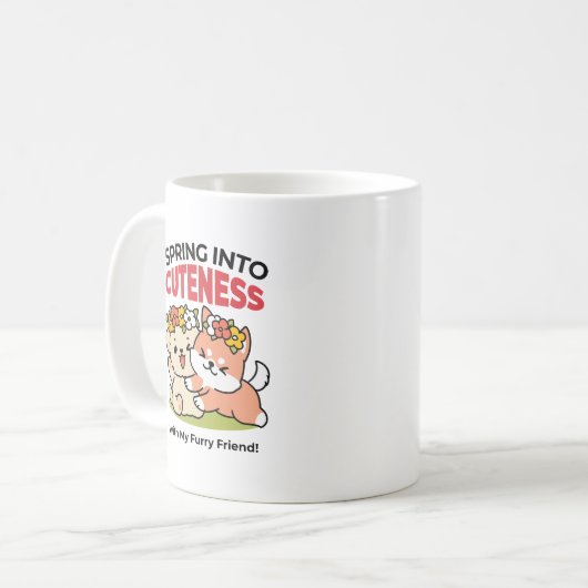 Frühling in Farbe - Adorable Hunde Illustration Kaffeetasse (Vorderseite Links)