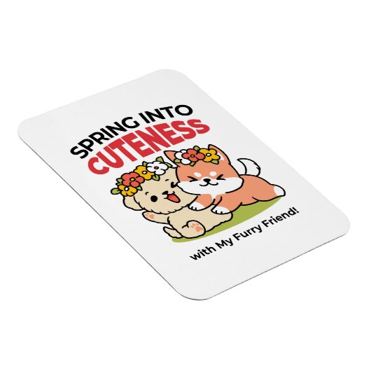 Frühling in Farbe - Adorable Hunde Illustration Magnet (Rechte Seite)