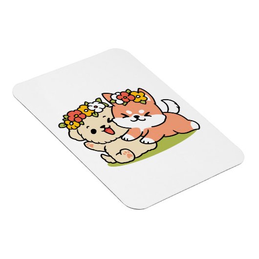 Frühling in Farbe - Adorable Hunde Illustration Magnet (Rechte Seite)