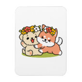 Frühling in Farbe - Adorable Hunde Illustration Magnet (Vertikal)