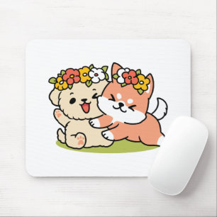Frühling in Farbe - Adorable Hunde Illustration Mousepad