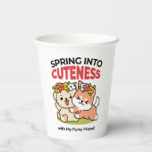Frühling in Farbe - Adorable Hunde Illustration Pappbecher (Rückseite)