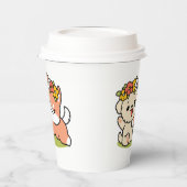 Frühling in Farbe - Adorable Hunde Illustration Pappbecher (Links)