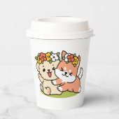 Frühling in Farbe - Adorable Hunde Illustration Pappbecher (Rückseite)