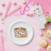 Frühling in Farbe - Adorable Hunde Illustration Pappteller (Party)