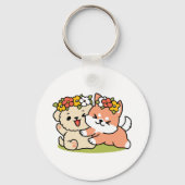 Frühling in Farbe - Adorable Hunde Illustration Schlüsselanhänger (Rückseite)
