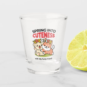 Frühling in Farbe - Adorable Hunde Illustration Schnapsglas