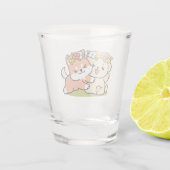 Frühling in Farbe - Adorable Hunde Illustration Schnapsglas (Rückseite)