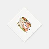 Frühling in Farbe - Adorable Hunde Illustration Serviette (Ecke)