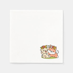 Frühling in Farbe - Adorable Hunde Illustration Serviette
