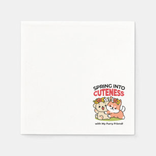 Frühling in Farbe - Adorable Hunde Illustration Serviette