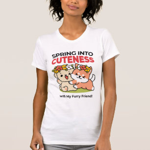 Frühling in Farbe - Adorable Hunde Illustration T-Shirt
