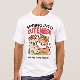 Frühling in Farbe - Adorable Hunde Illustration T-Shirt