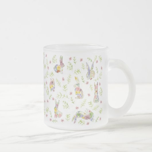 Frühling in Frühling Bunny Rabbit Wildblume Glass Mattglastasse (Rechts)