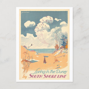 Frühling in Indiana Dunes Vintage Reiseplakat Postkarte