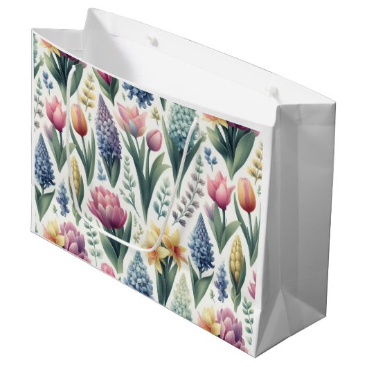 Frühling in Ostern Große Geschenktüte (Vorderseite Schrägansicht)